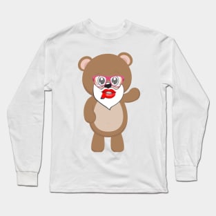 BEAR IN RED LEPS ART Long Sleeve T-Shirt